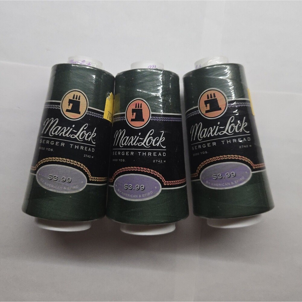 Maxi-Lock Serger Thread # 32279 Churchill Green Polyester 3000 Yards Lot of 3